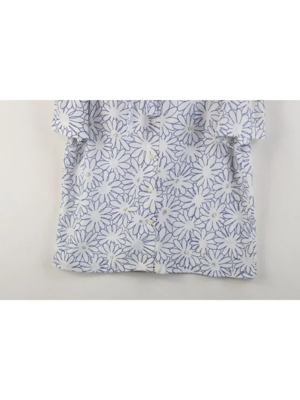 Vtg 70s Mid Century Modern MCM Womens L Flower Pussybow Knit Button Shirt USA